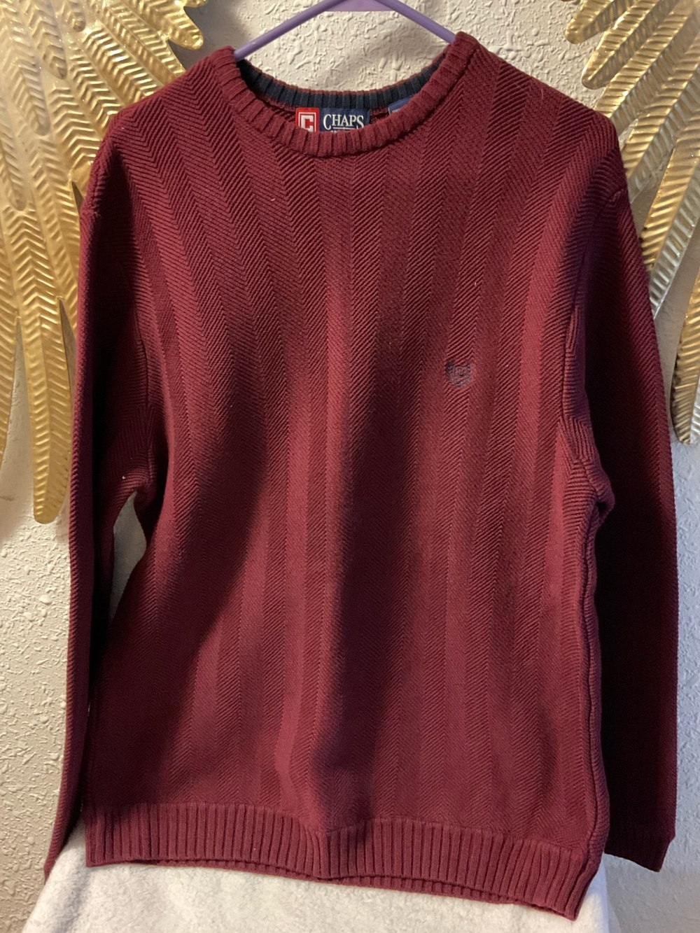 EUC Vintage 90s Y2K Burgundy Cranberry Mens Knit Chaps Sweater Size M